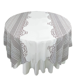窗花桌布一次性餐桌布加厚防水防油中式复古印花圆桌长方形台布