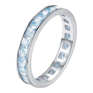 MODIAN摩典S925纯银浅海蓝排钻戒指女轻奢精致满钻通勤风百搭指环