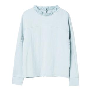 布景卫衣女春季小清新温柔风褶皱立领设计感荷叶领长袖上衣3052