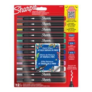 sharpie锐意丙烯马克笔不透色可叠色幼儿园小学生专用儿童美术绘画diy白色高光无毒可水洗高颜值软头彩色画笔