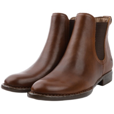 出口BORN牛皮切尔西烟筒靴瘦瘦靴