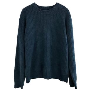 显白软糯竖坑条宽松套头针织衫纯色慵懒毛衣显瘦圆领内搭打底衫女