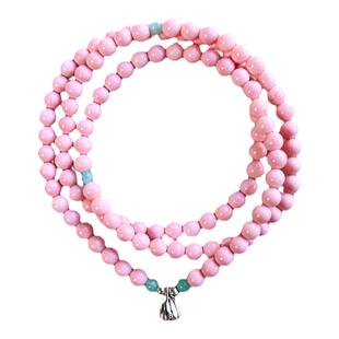 天然正品粉贝珍珠贝壳水晶手链佛珠项链手串6mm108颗女款甜美时尚