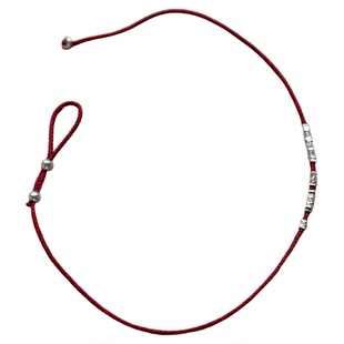 岁岁平安碎银子脚链纯银极细红绳手链手工编织脚绳男女款黑绳足链