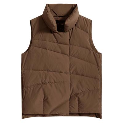 YINER音儿女装冬季翻领保暖白鸭绒不规则羽绒服马甲