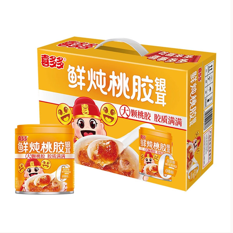 喜多多鲜炖桃胶银耳羹罐头190g*12罐整箱装早餐速食方便营养代餐