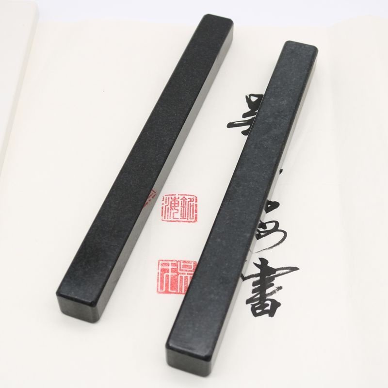 天然大理石镇尺中国黑非实木压宣纸石质书镇书法镇纸压纸石头镇尺