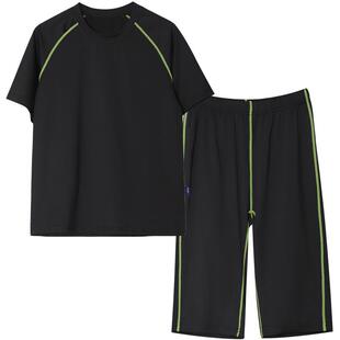 胖童紧身衣男童跑步运动短袖套装篮球足球速干衣七分裤健身训练服