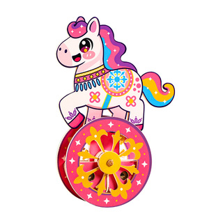 2026马年儿童春节新年礼品小马木制不倒翁手工DIY材料包儿童玩具