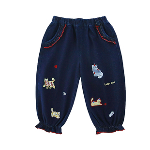 女童裤子春季2026新款超好看儿童灯笼裤女宝宝春装网红炸街牛仔裤