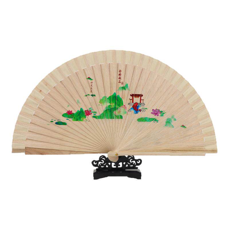 香樟木扇子木质清香国风文玩折扇