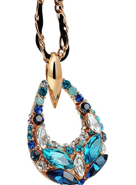 双环扣长款百搭韩国大气毛衣项链