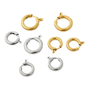 diy饰品配件 不褪色304钛钢无圈弹簧扣圆形万能扣手链扣项链扣头