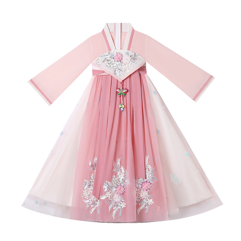 女童漢服連衣裙2025新款兒童古裝超仙古風(fēng)唐裝襦裙中國(guó)風(fēng)女孩長(zhǎng)袖