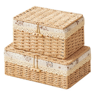 桌面收纳盒带盖桌上零食遥控器小杂物储物整理盒子衣柜内衣收纳筐