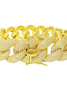 18k美国高密度镶钻嘻哈风古巴链