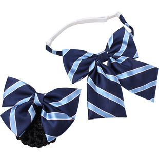 领结建行领花女职业头花套装商务领带正装银行空姐工作条纹蝴蝶结