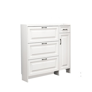 实木超薄翻斗鞋柜家用门口带挂衣架白色门厅柜简约现代多功能鞋架