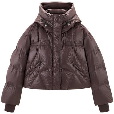 【张婧仪同款】太平鸟女装冬款截短连帽泡芙羽绒A3ACE4236