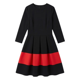 高端职业黑色蓬蓬收腰连衣裙子a字大码女装2025新款春秋冬季气质