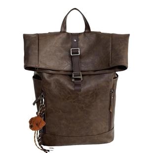 双肩包男士大容量电脑背包大学生书包女防水PU皮潮牌休闲旅行背包