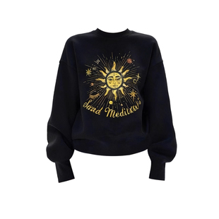 Classy girl 太阳神 复古百搭松弛慵懒圆领短款图腾印花加绒卫衣