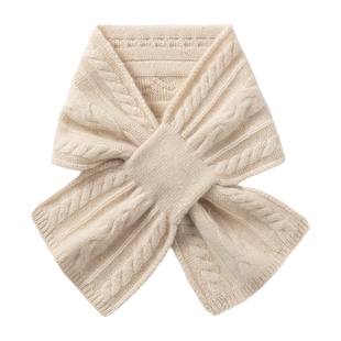 L*V同款围巾韩版100%纯山羊绒围巾女冬季交叉麻花蝴蝶结保暖围脖