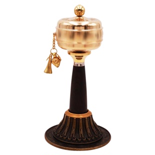 右挽狂澜黄铜手持手持语狮子缩微胶片转轮送底座