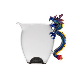 晶焱白龙黑龙把手玻璃公道杯中式独特茶具非遗七夕礼品送老公