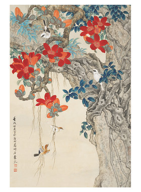 猫空1000片红棉群鸟拼图装饰画