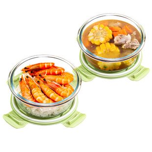 玻璃保鲜盒可微波炉加热饭盒上班族专用碗带盖大容量打包盒玻璃碗
