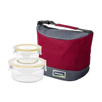 【秒杀价49元】Glasslock钢化玻璃圆形保鲜便当盒套装微波炉加热