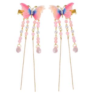 儿童古装汉服发夹头饰女款仙气古风蝴蝶发卡流苏女孩夹子飘带女童