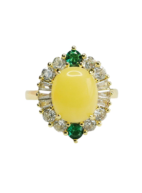 天然琥珀戒指黄蜜蜡指环指圈女民族风时尚个性吉祥纳福礼物饰品