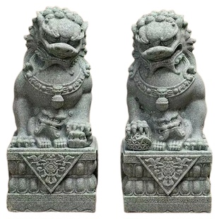 故宫同款狮子摆件青砂石狮子一对国潮摆件鱼缸造景瑞兽创意桌面