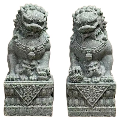 故宫同款狮子摆件青砂石狮子一对国潮摆件鱼缸造景瑞兽创意桌面