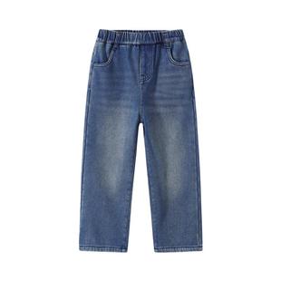 植木童装 儿童裤子2025秋冬新款中大童奥粒绒牛仔裤男童加绒裤子