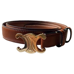 TBA复古凯旋门皮带女款真皮热巴同款黑色细腰带裤带银色配饰2.5