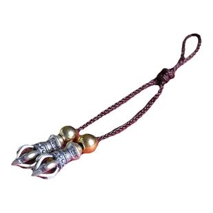 S925纯银藏式金刚杵弟子珠文玩佛珠收尾配件尾珠海螺直管隔珠配饰