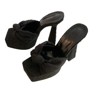 不累脚！13cm超高跟厚底凉拖鞋女性感新款模特舞台防水台粗跟凉鞋