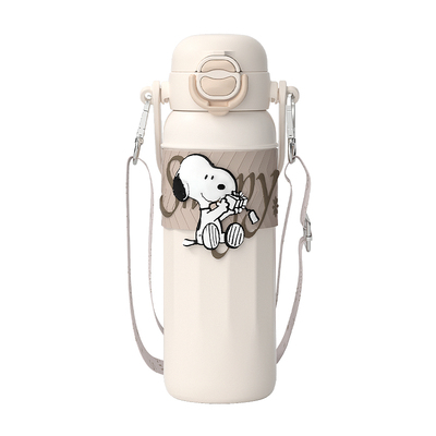 史努比保温杯女生大容量吸管水杯2025新款高颜值双饮学生杯子礼物