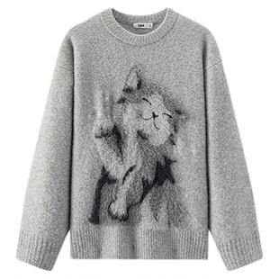 商场同款|森马毛衣女冬oversize提花羊毛衫2025新款软糯可爱上衣