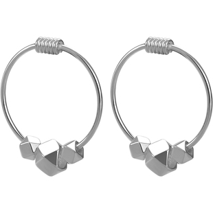 925纯银耳环女碎银几两耳圈养耳洞防堵素圈耳饰睡觉免摘素银耳钉