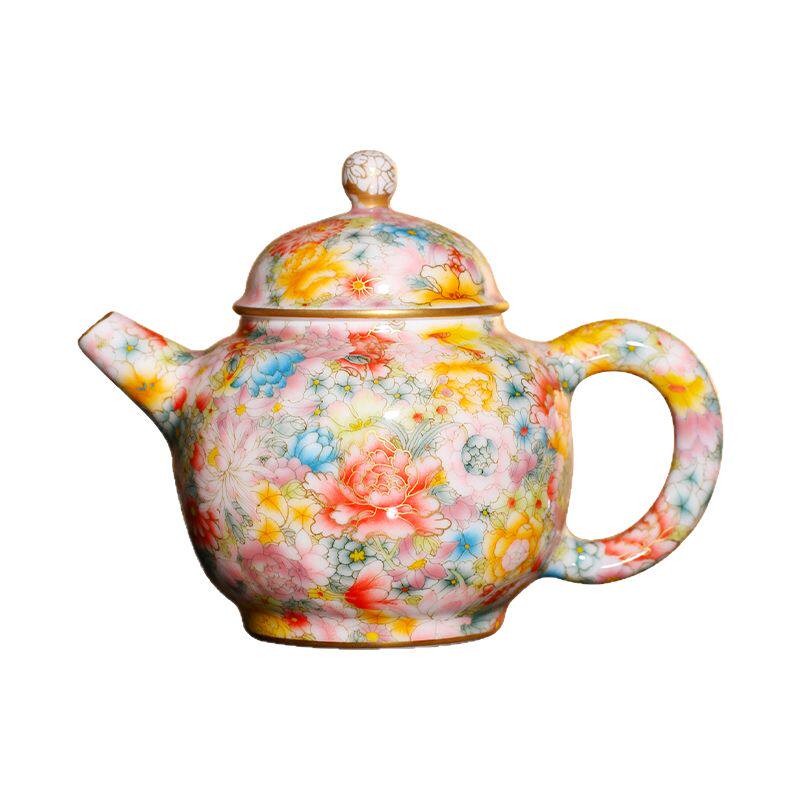 自慢堂手工手绘重工满绘万花茶具