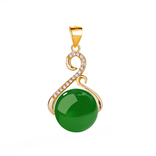 925纯银夹扣吊坠扣空托diy翡翠珍珠蜜蜡圆珠银扣子项链项坠颈坠扣