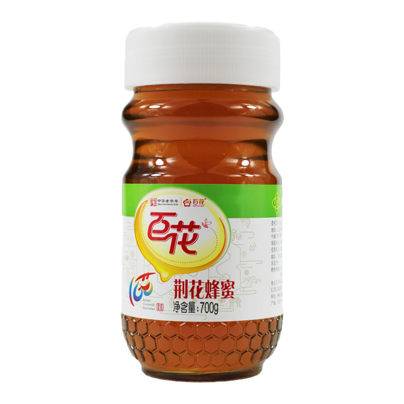 中华老字号百花荆花蜂蜜纯700g玻璃瓶天然蜂蜜成熟蜜专柜正品荆条