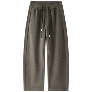 啄木鸟集团官方老钱风裤子男士加绒宽松直筒美式弯刀男生休闲长裤