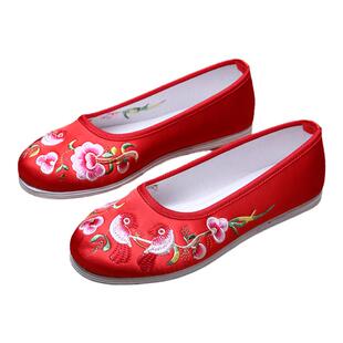 春秋单鞋民族风千层底布鞋老北京平底鞋手工鞋月子鞋一脚蹬养生鞋