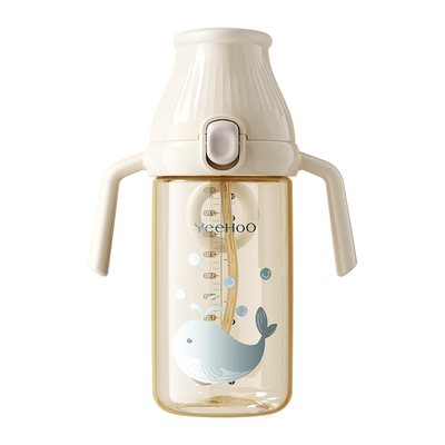 英氏学饮杯吸嘴杯子儿童奶瓶一岁以上PPSU杯宝宝吸管杯儿童喝水杯