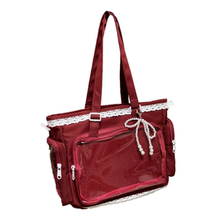 红色演唱会应援透明痛包女大容量斜挎小学生吧唧娃包高颜值托特包